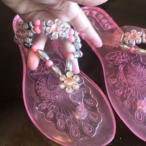 Clear pink jelly sandals